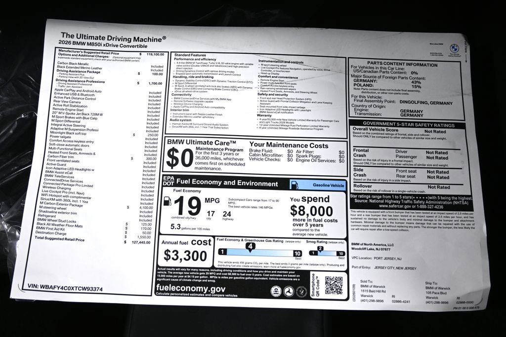 New 2026 BMW M850i xDrive Convertible w/ M Carbon Exterior Package image 45