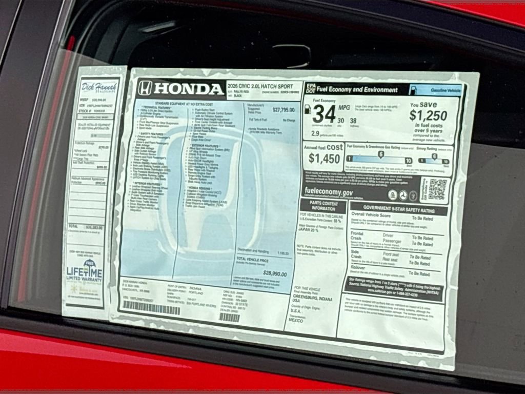 New 2026 Honda Civic Sport image 23