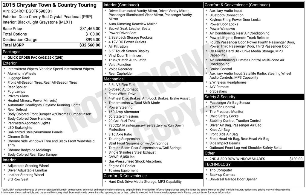 Used 2015 Chrysler Town & Country Touring image 2