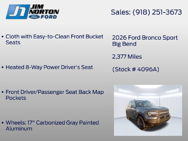 Certified 2026 Ford Bronco Sport Big Bend w/ Convenience Package AWD/4WD image 15