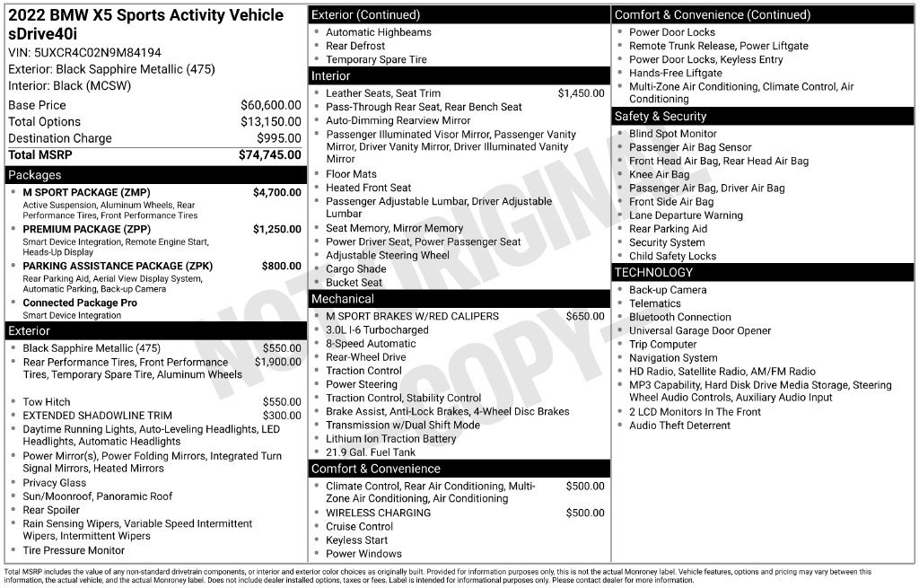 Used 2022 BMW X5 sDrive40i w/ M Sport Package RWD image 7