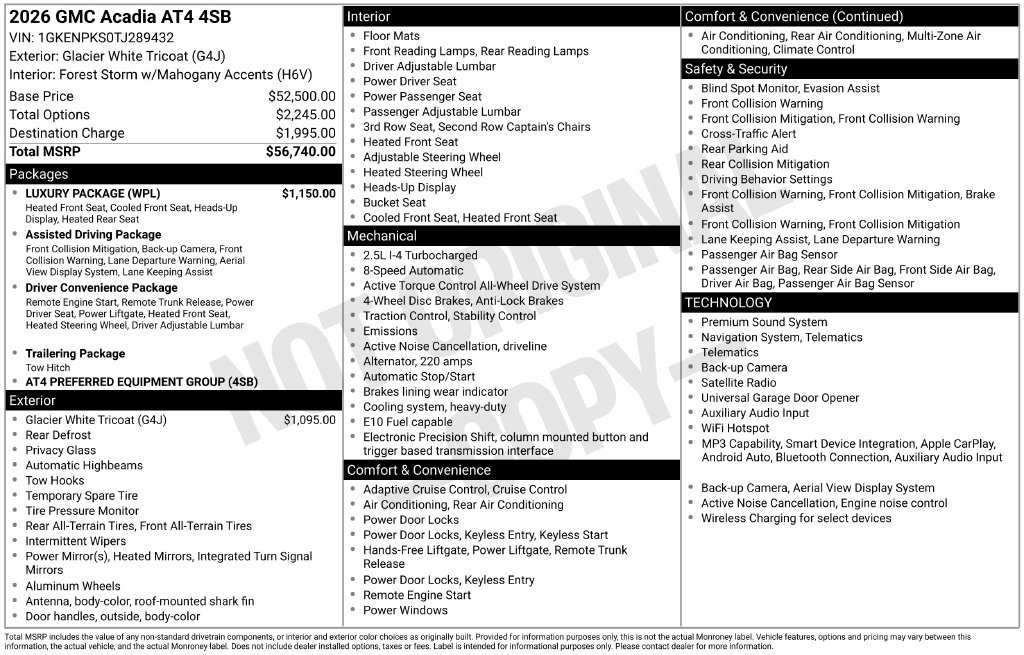 Used 2026 GMC Acadia AT4 w/ Luxury Package AWD/4WD image 5