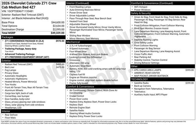 New 2026 Chevrolet Colorado Z71 w/ Z71 Convenience Package 2 AWD/4WD image 4