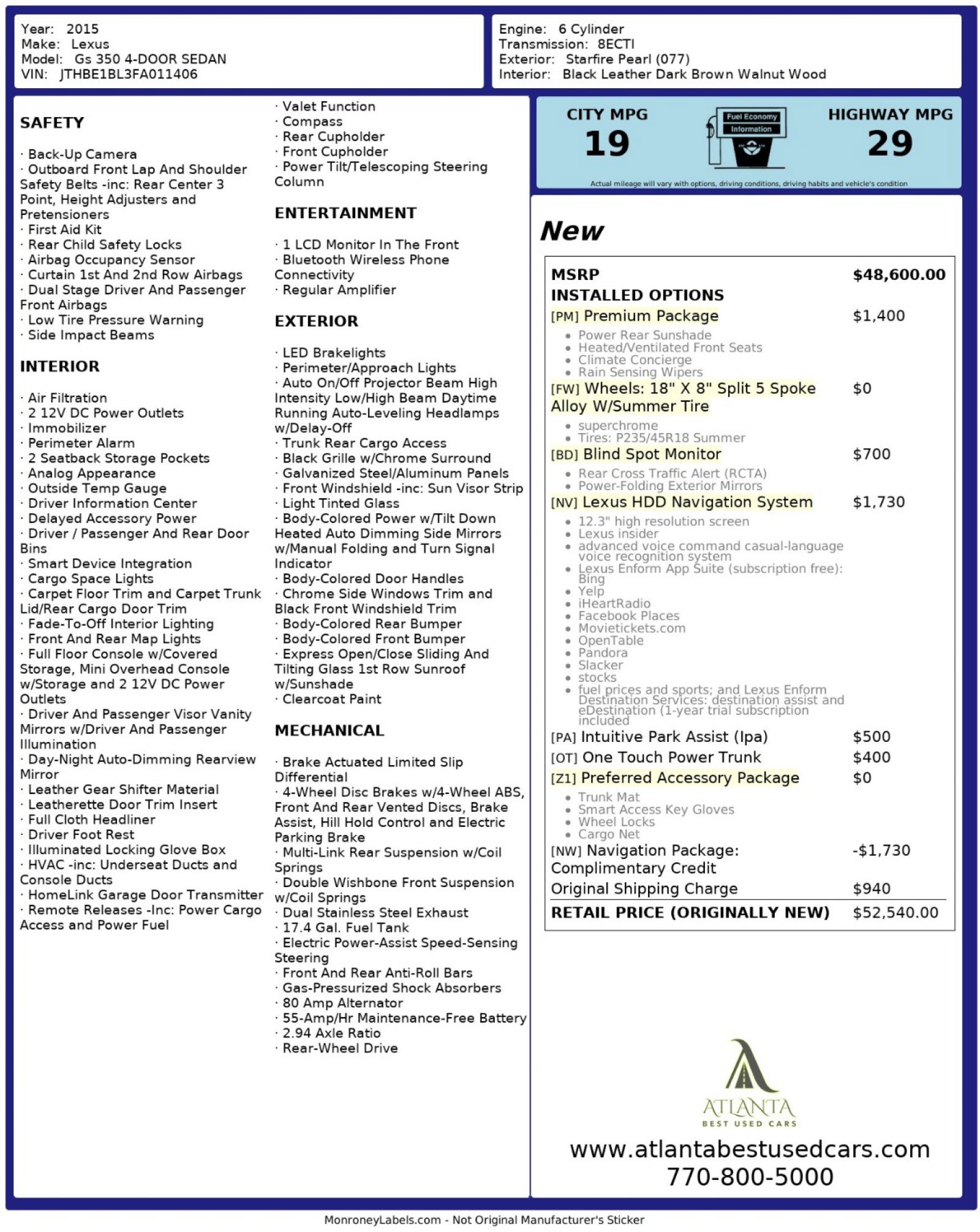 Used 2015 Lexus GS 350 w/ Premium Package image 54