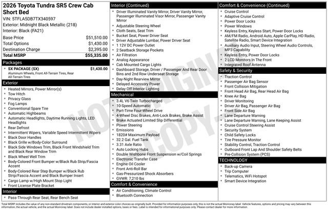 Used 2026 Toyota Tundra SR5 w/ SX Package AWD/4WD image 8