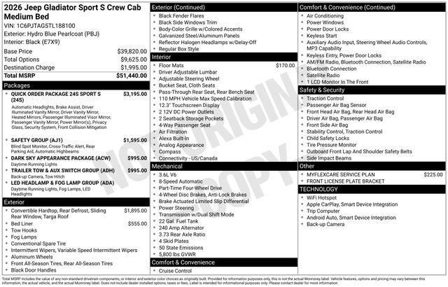 New 2026 Jeep Gladiator Sport AWD/4WD image 33