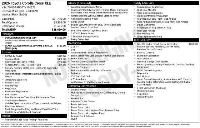 Certified 2026 Toyota Corolla Cross XLE w/ Convenience Package AWD/4WD image 36
