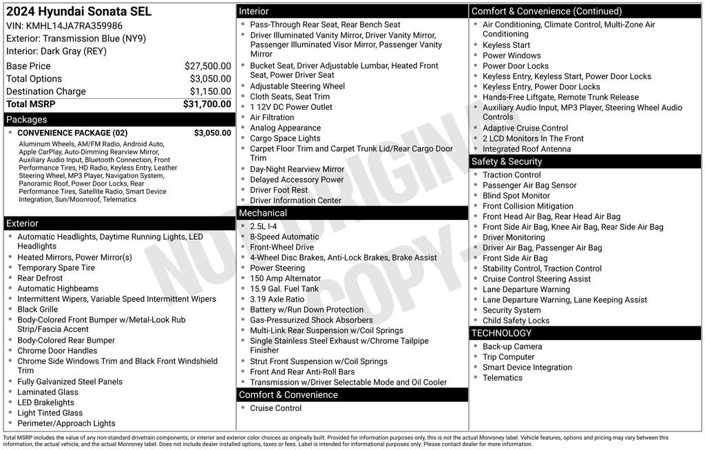 Used 2024 Hyundai Sonata SEL w/ Convenience Package FWD image 27