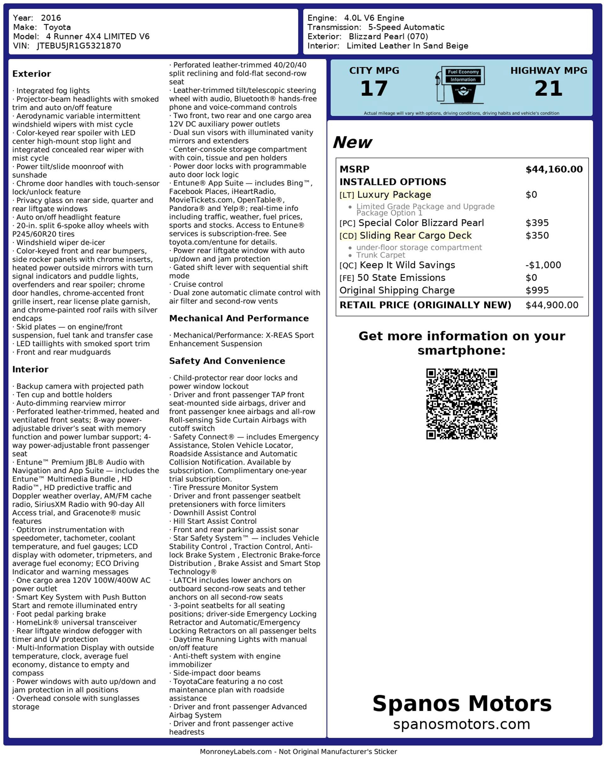 Used 2016 Toyota 4Runner Limited AWD/4WD image 3