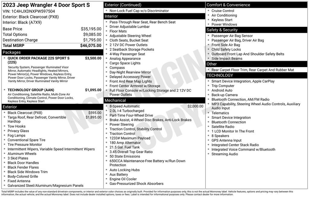 Used 2023 Jeep Wrangler Unlimited Sport AWD/4WD image 15