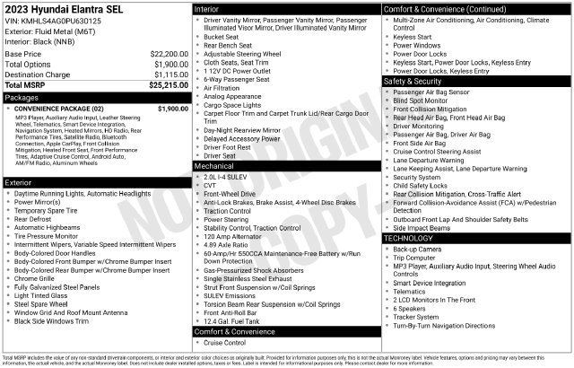 Used 2023 Hyundai Elantra SEL w/ Convenience Package FWD image 33