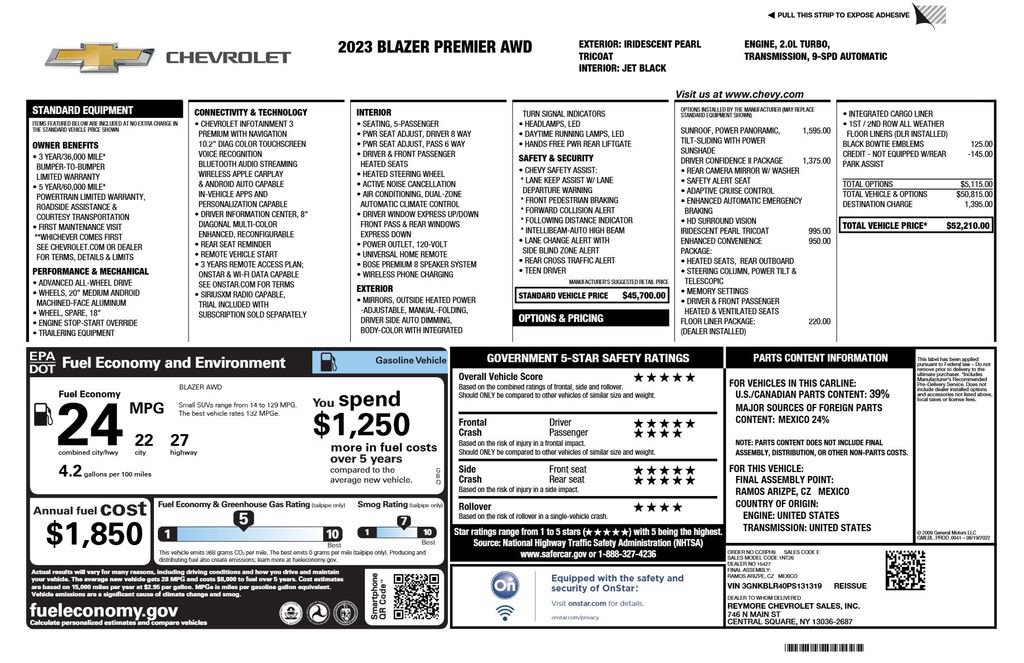 Certified 2023 Chevrolet Blazer Premier w/ Driver Confidence II Package AWD/4WD image 3