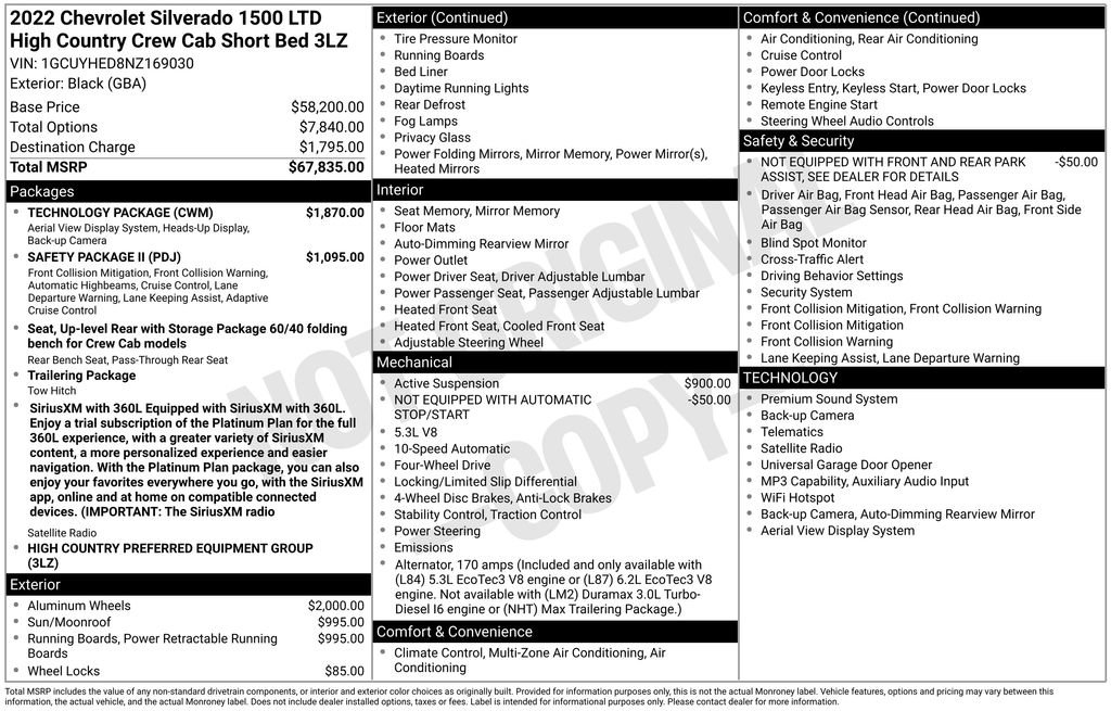 Used 2022 Chevrolet Silverado 1500 High Country w/ Technology Package AWD/4WD image 26