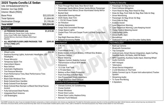 Certified 2025 Toyota Corolla LE w/ LE Premium Package FWD image 35