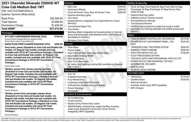 Used 2021 Chevrolet Silverado 2500 W/T w/ WT Fleet Convenience Package AWD/4WD image 3