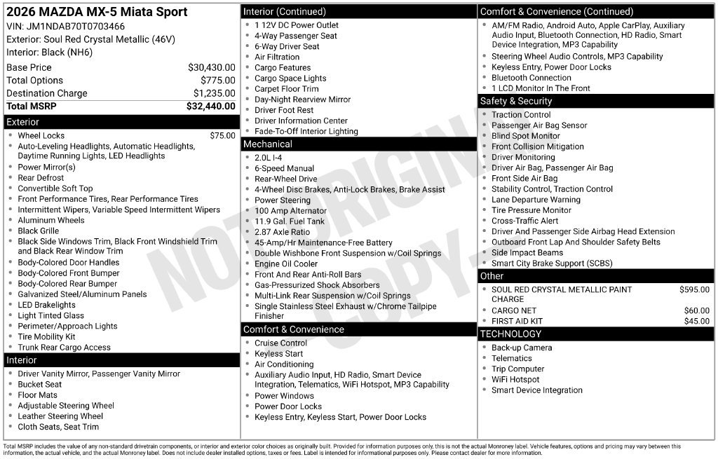 Certified 2026 MAZDA MX-5 Miata Sport RWD image 27