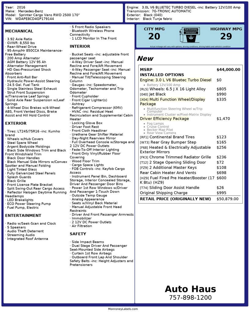 Used 2016 Mercedes-Benz Sprinter 2500 w/ Mobility Prep Package image 3