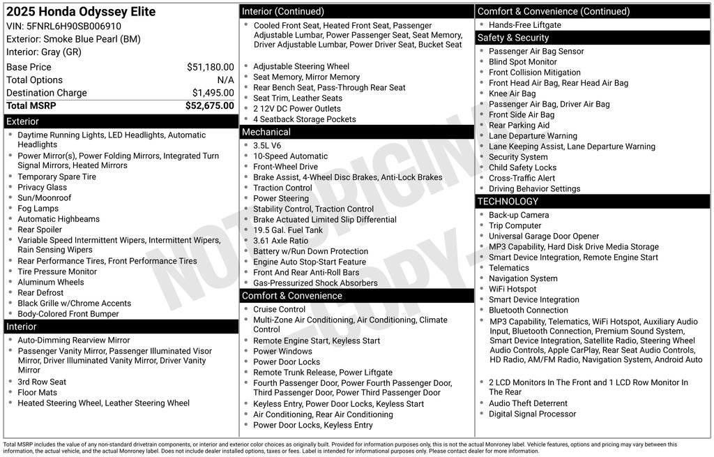 Certified 2025 Honda Odyssey Elite image 23