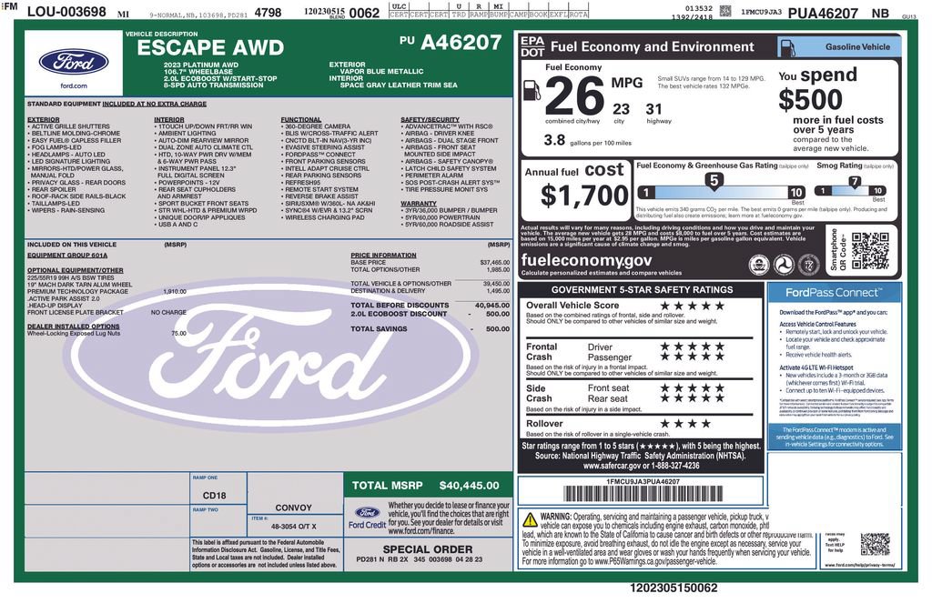 Used 2023 Ford Escape Platinum w/ Premium Technology Package AWD/4WD image 33