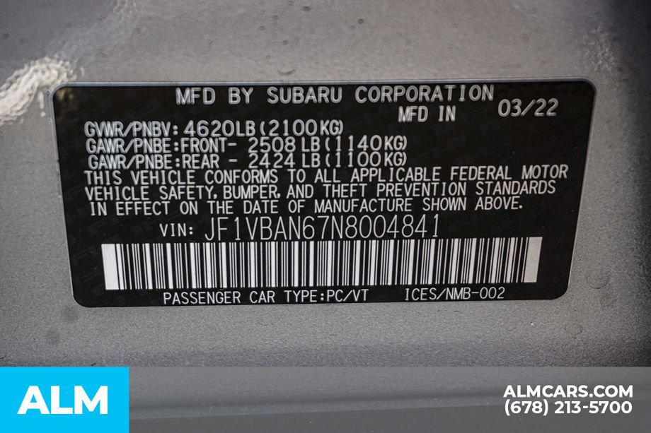 Used 2022 Subaru WRX Limited w/ Popular Package #1A AWD/4WD image 57