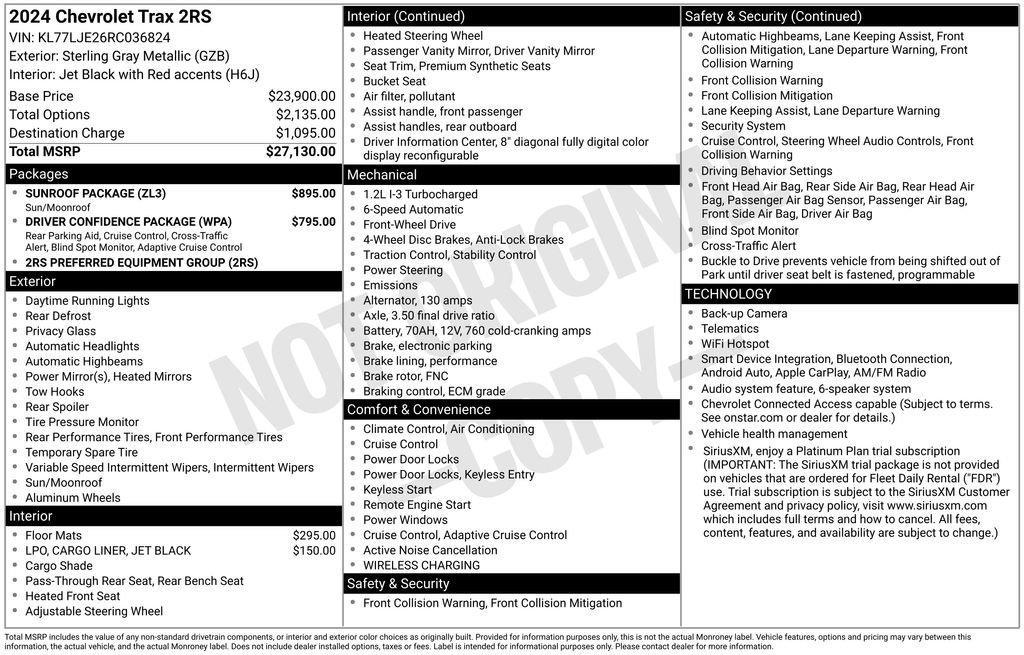 Certified 2024 Chevrolet Trax RS w/ Sunroof Package FWD image 43