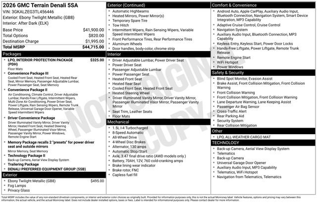 New 2026 GMC Terrain Denali AWD/4WD image 3