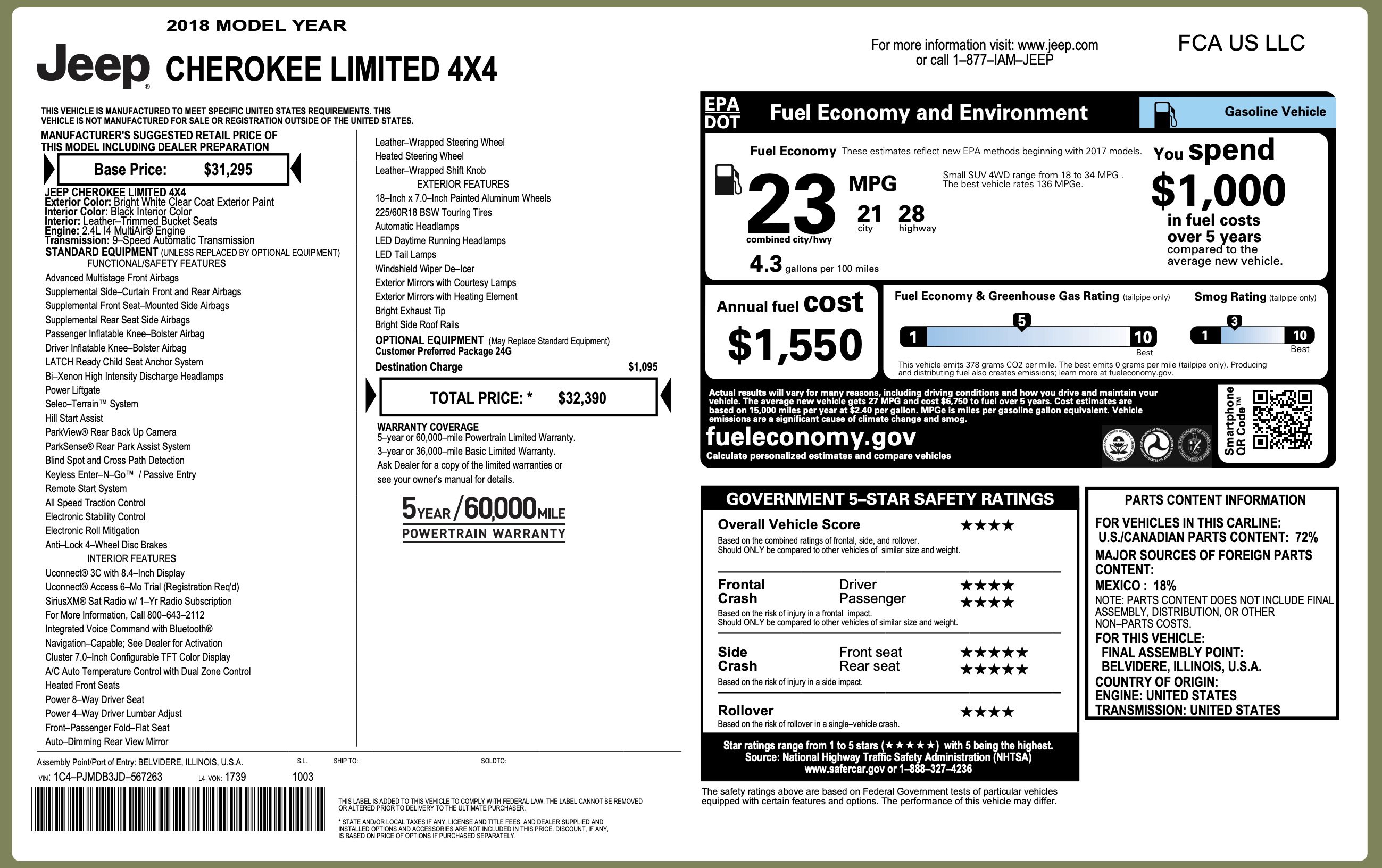 Used 2018 Jeep Cherokee Limited AWD/4WD image 2