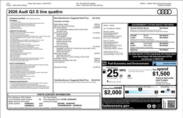 New 2026 Audi Q3 quattro 2.0T AWD/4WD image 37