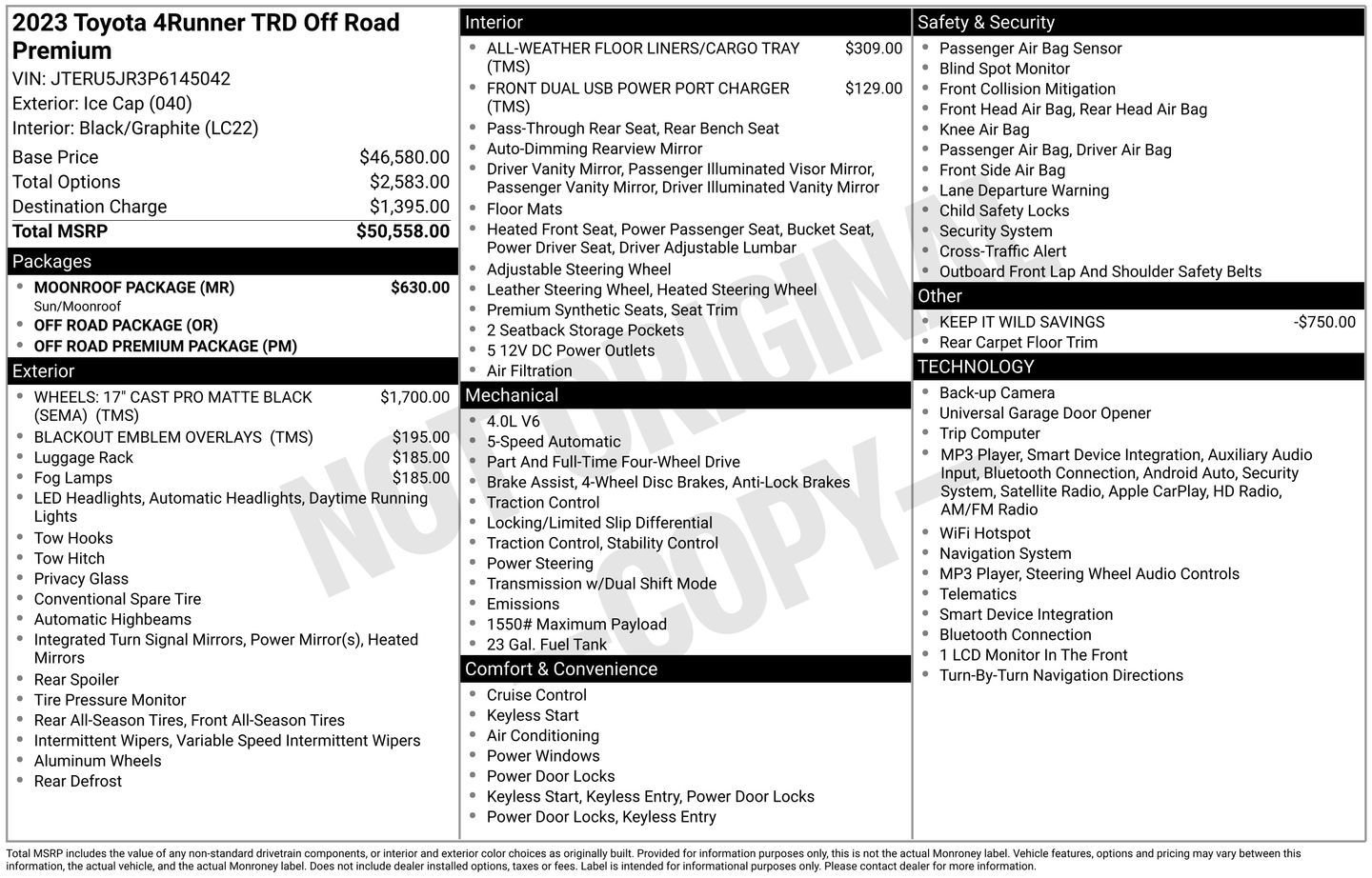 Certified 2023 Toyota 4Runner TRD Off-Road Premium w/ Moonroof Package AWD/4WD image 31