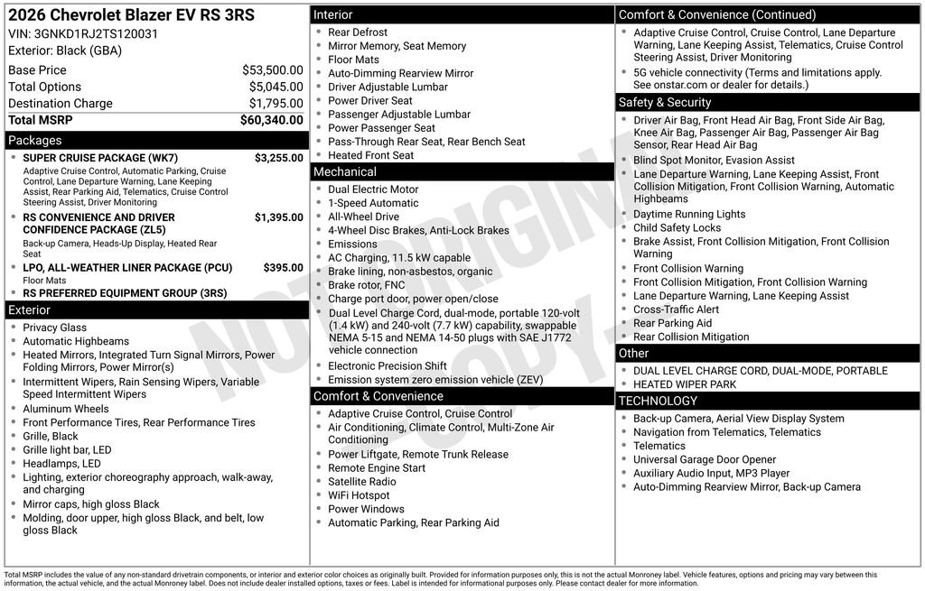 New 2026 Chevrolet Blazer EV RS w/ Super Cruise Package AWD/4WD image 32