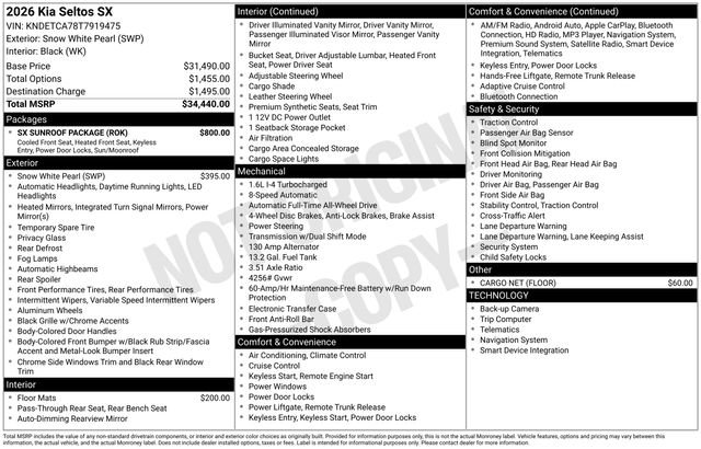 New 2026 Kia Seltos SX w/ SX Sunroof Package image 51