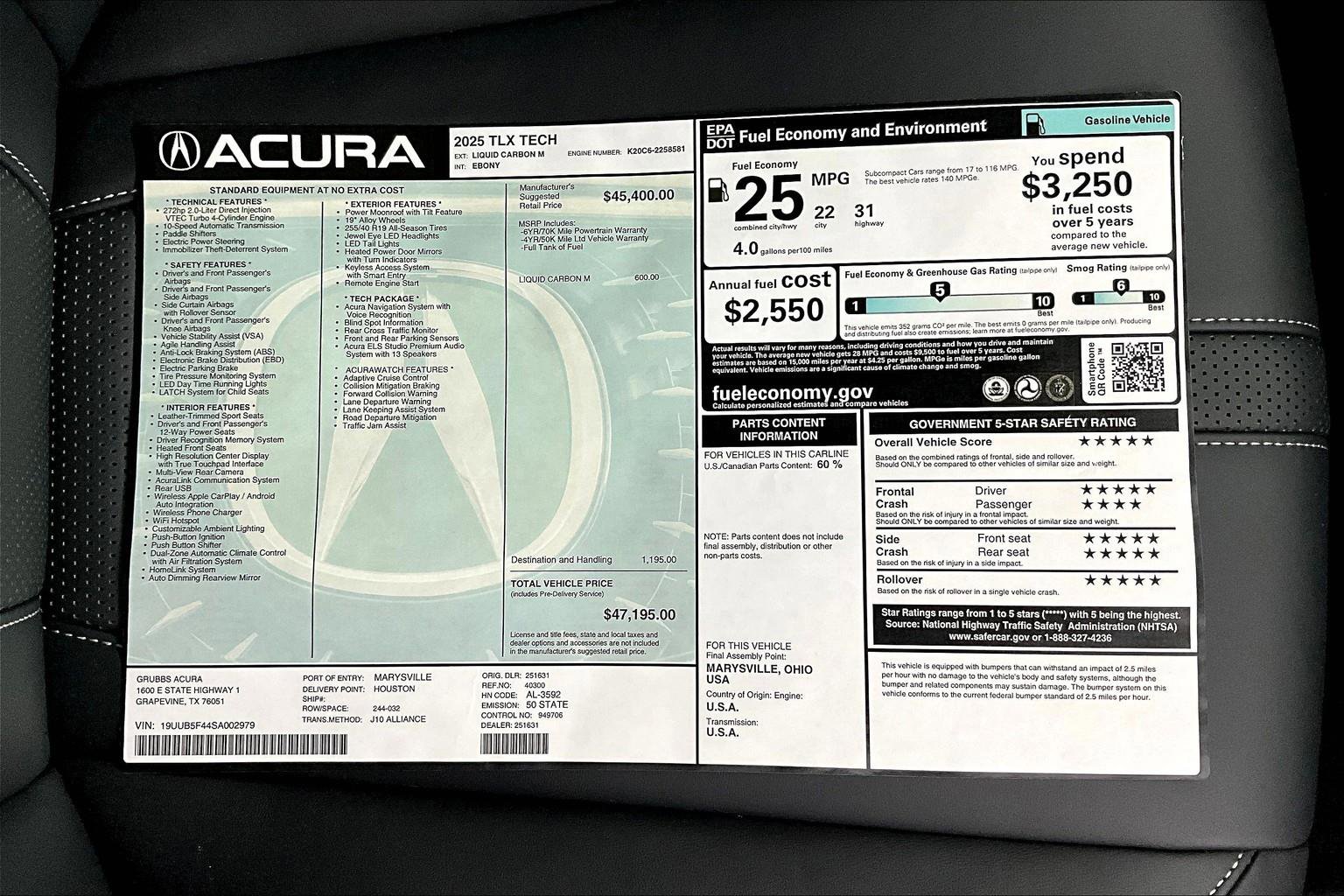 New 2025 Acura TLX w/ Technology Package image 25