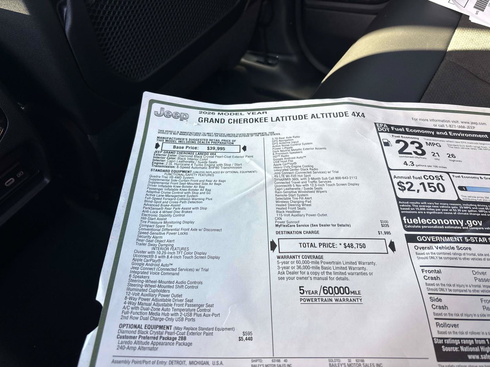 New 2026 Jeep Grand Cherokee Altitude AWD/4WD image 8