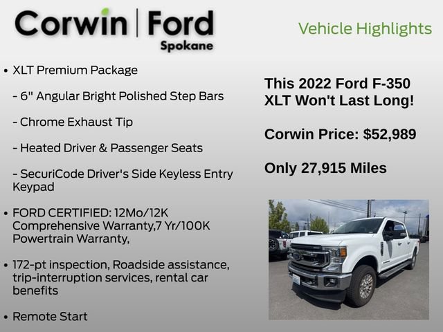 Used 2022 Ford F350 XLT w/ XLT Premium Package AWD/4WD image 12