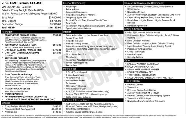 New 2026 GMC Terrain AT4 w/ Convenience Package III AWD/4WD image 16