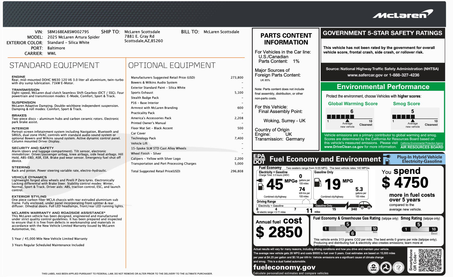 Used 2025 McLaren Artura Spider image 57