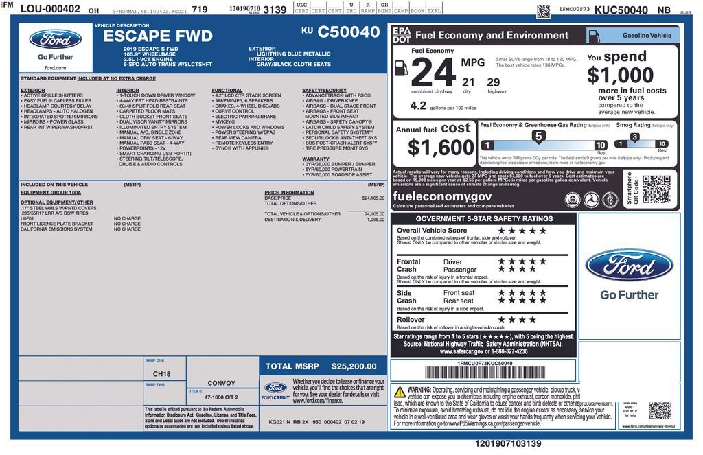 Used 2019 Ford Escape S image 2