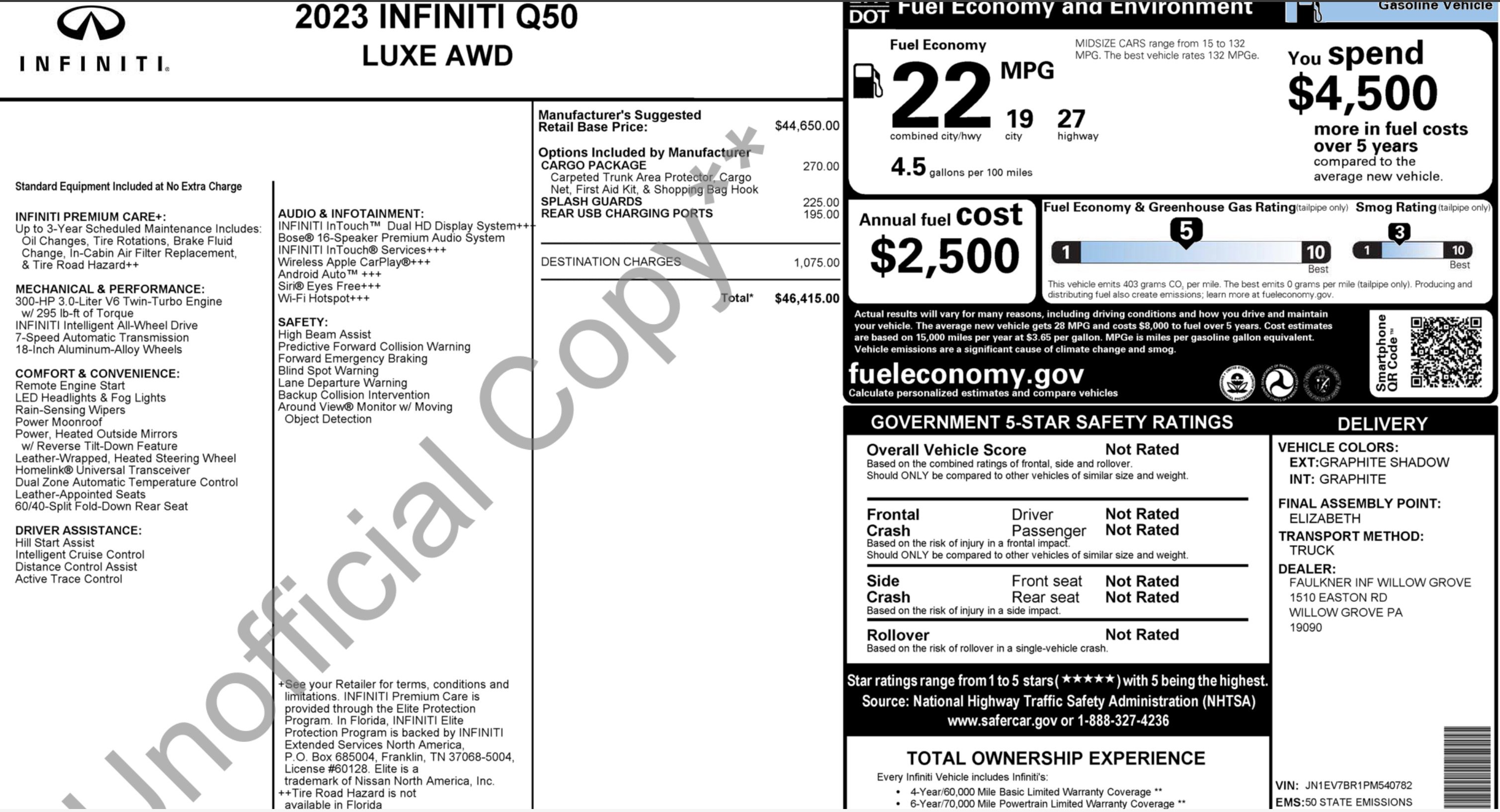 Used 2023 INFINITI Q50 Luxe w/ Cargo Package AWD/4WD image 2