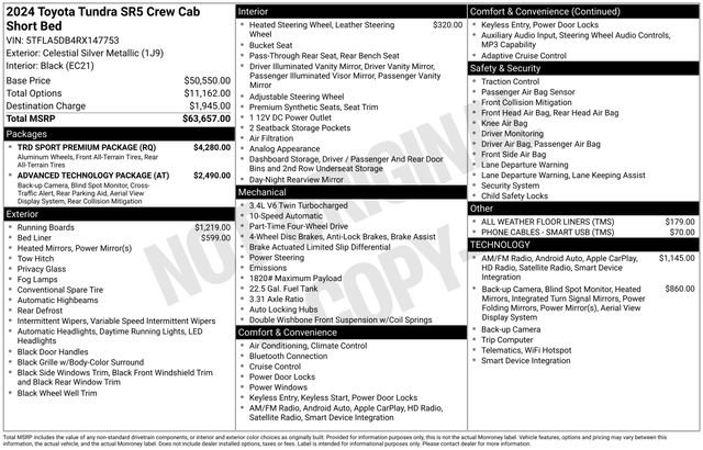 Used 2024 Toyota Tundra SR5 w/ TRD Sport Premium Package AWD/4WD image 7
