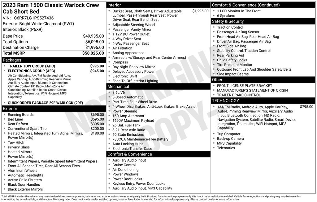 Used 2023 RAM 1500 Warlock w/ Trailer Tow Group AWD/4WD image 30