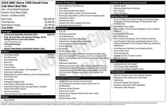 New 2026 GMC Sierra 1500 Denali w/ LPO, Black Badging Package AWD/4WD image 2