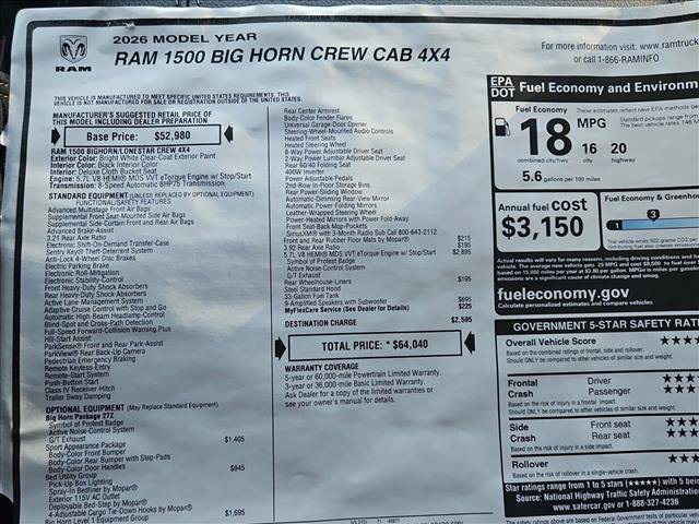 New 2026 RAM 1500 Big Horn AWD/4WD image 18