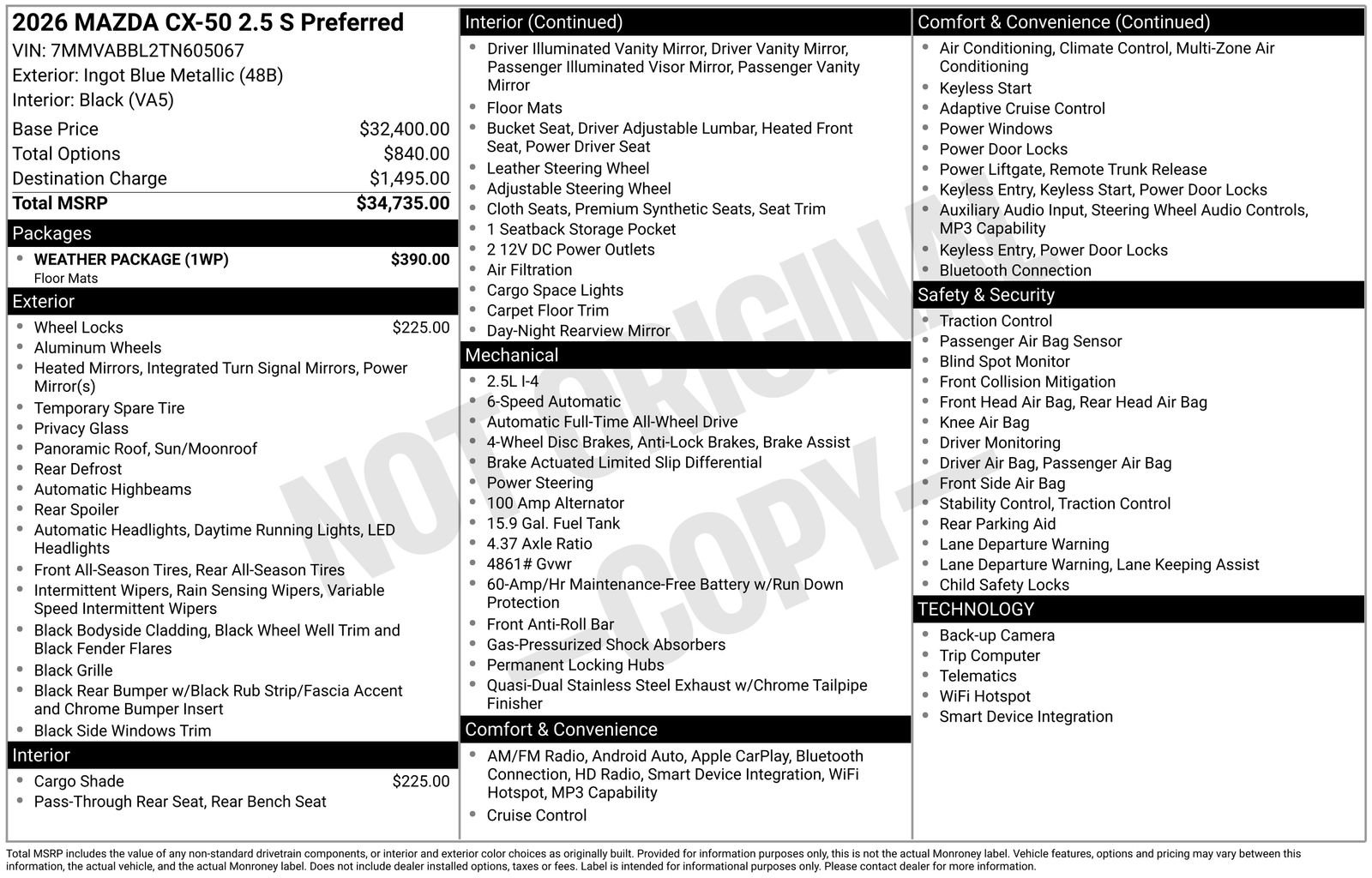 New 2026 MAZDA CX-50 AWD 2.5 S w/ Weather Package image 22