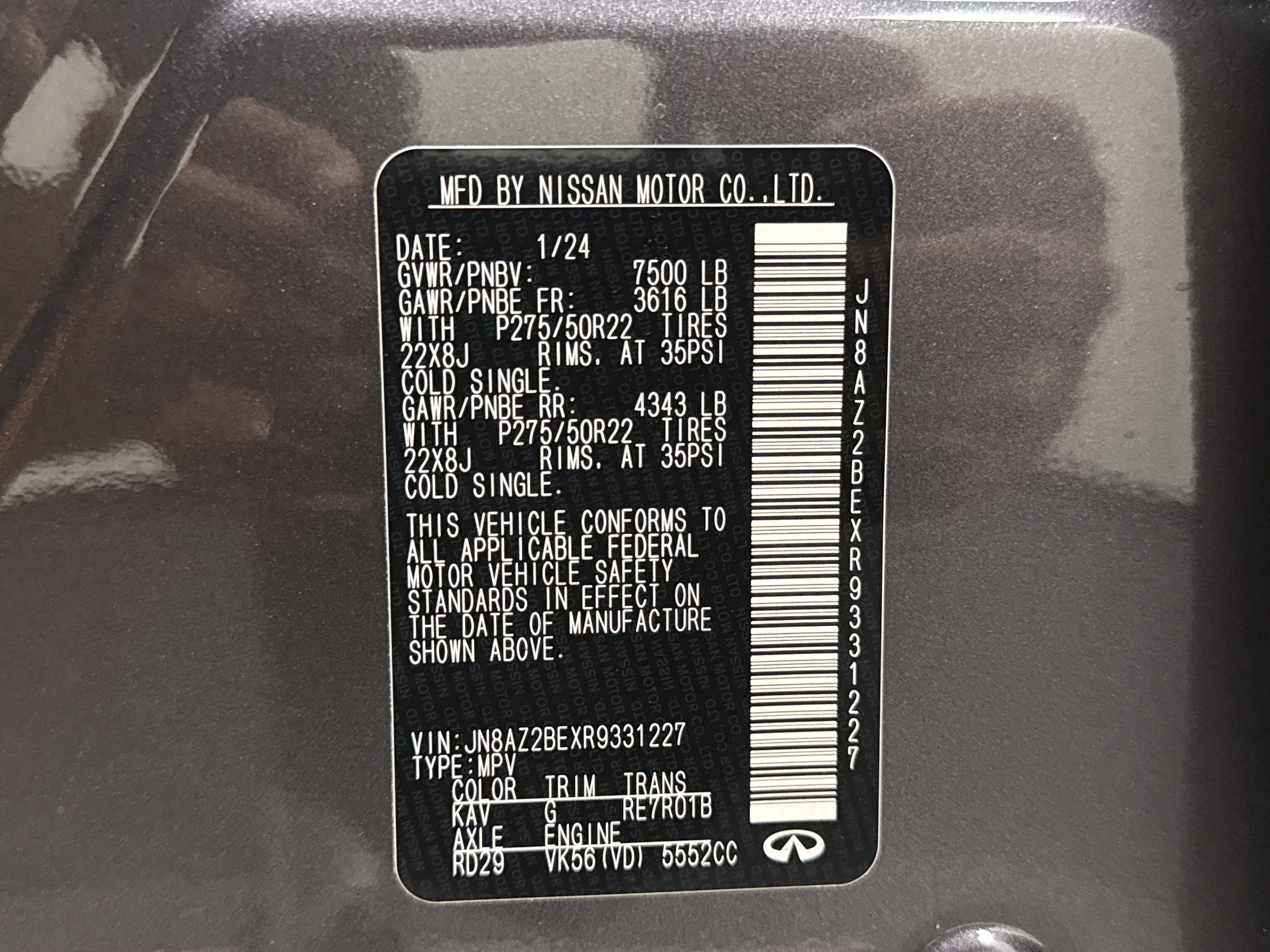Certified 2024 INFINITI QX80 Sensory AWD/4WD image 28