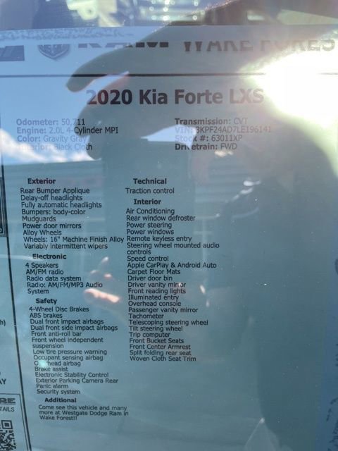 Certified 2020 Kia Forte LXS image 38