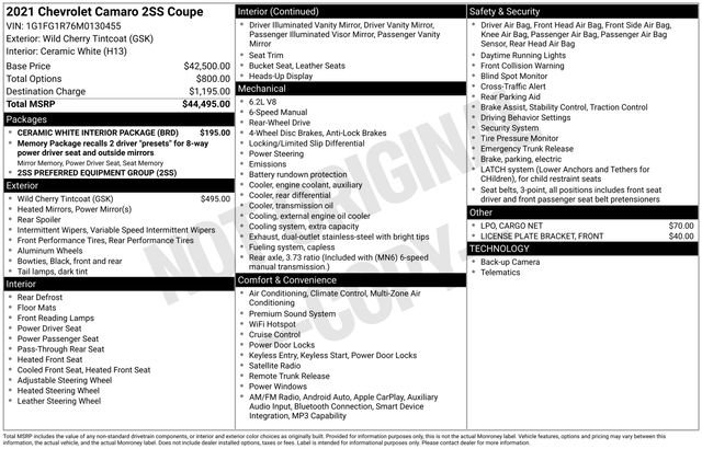 Used 2021 Chevrolet Camaro SS RWD image 35