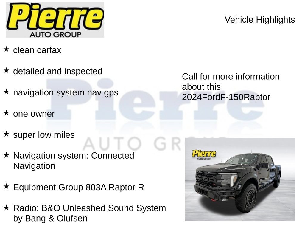 Certified 2024 Ford F150 Raptor w/ Equipment Group 803A Raptor R image 7