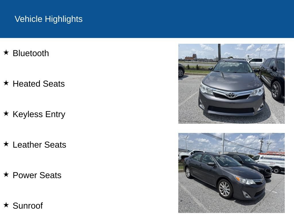 Used 2013 Toyota Camry XLE w/ Leather Pkg FWD image 2