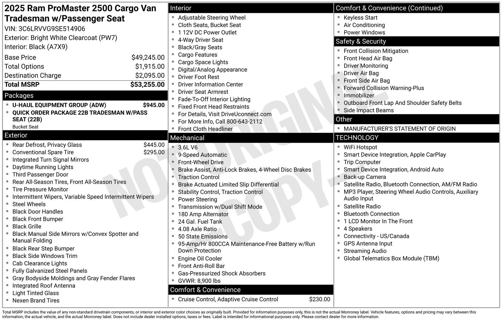 Used 2025 RAM ProMaster 2500 w/ U-Haul Equipment Group FWD image 26