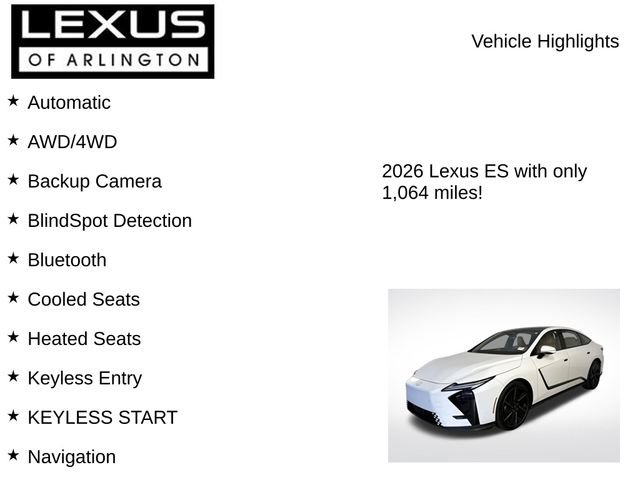 Certified 2026 Lexus ES 500e w/ Convenience Package AWD/4WD image 7